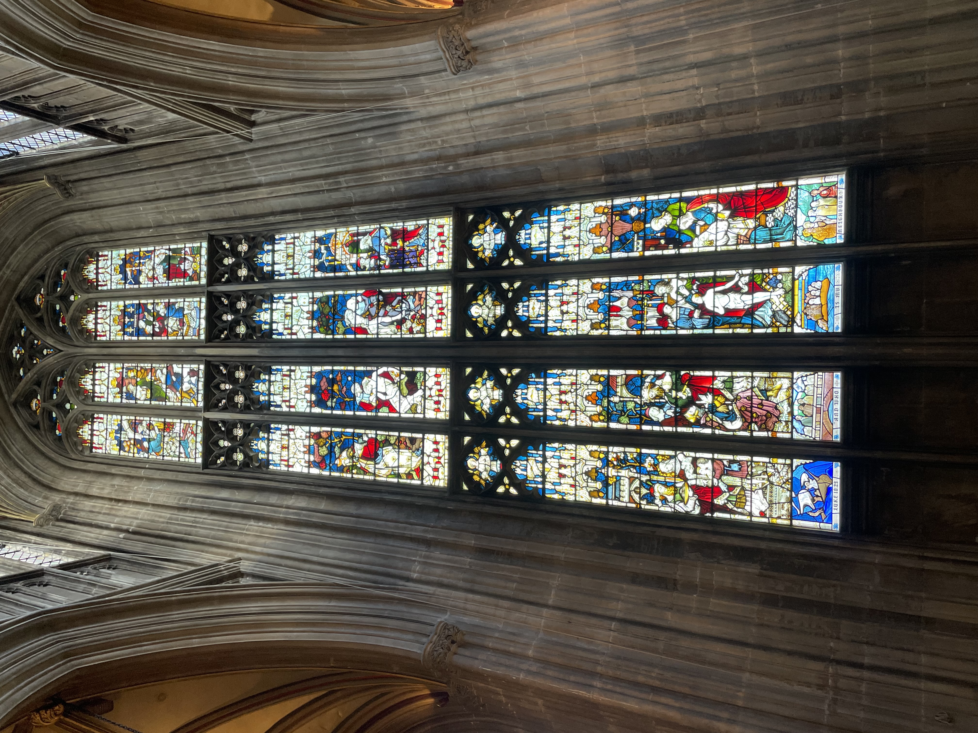 Stained glass windows: 'Who is my neighbour?' - St Mary Redcliffe, Bristol