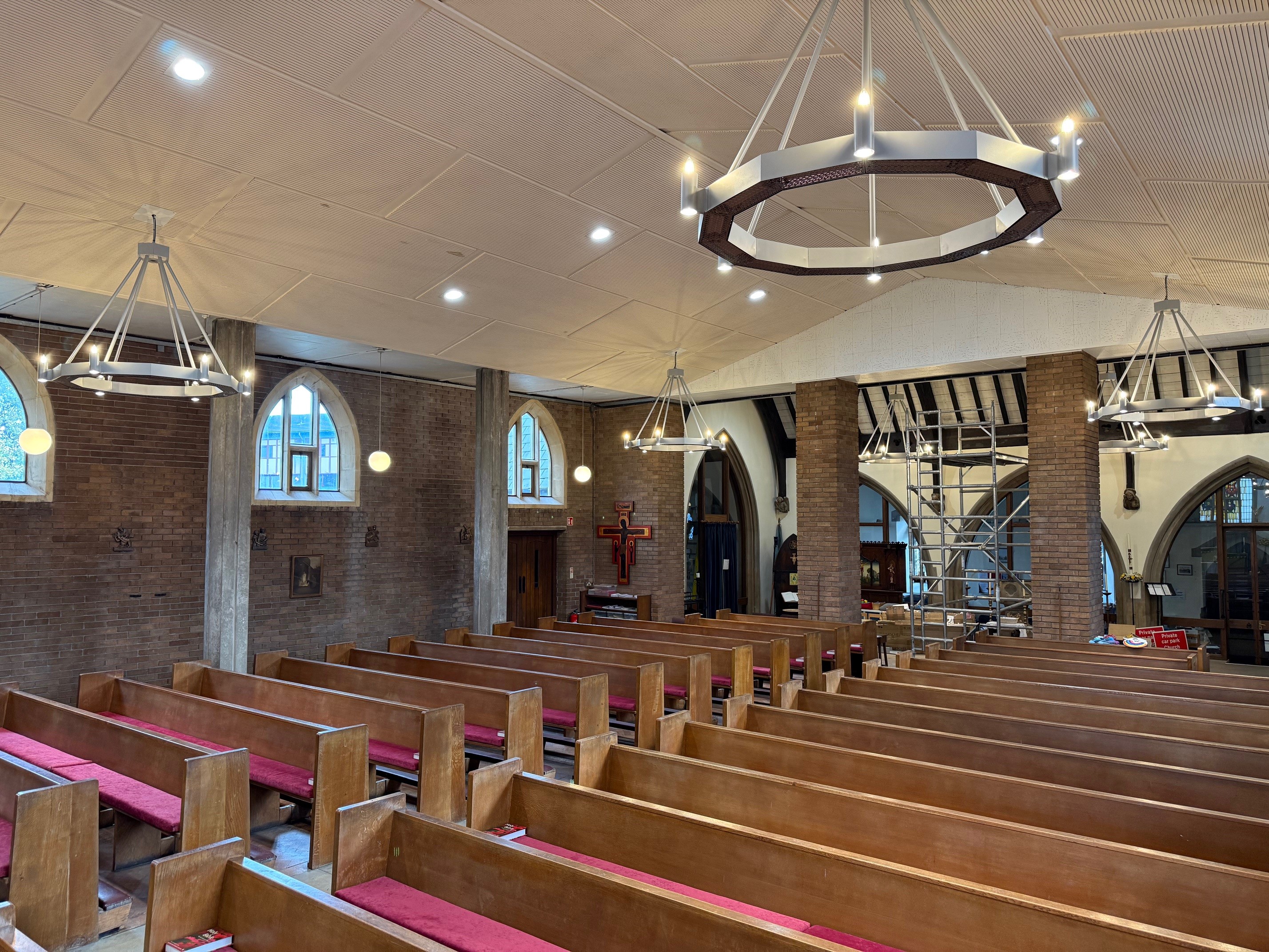 Halo Infrared Heating Candelier above Pews