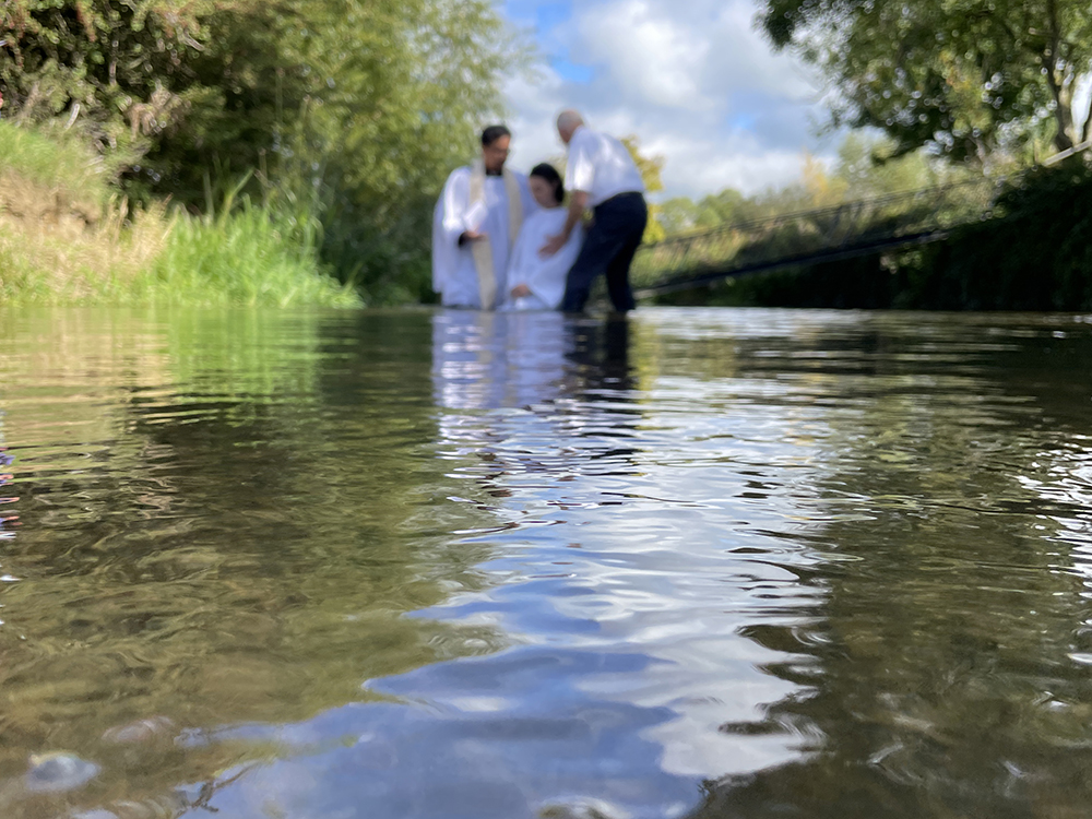 Little Somerford baptism in river