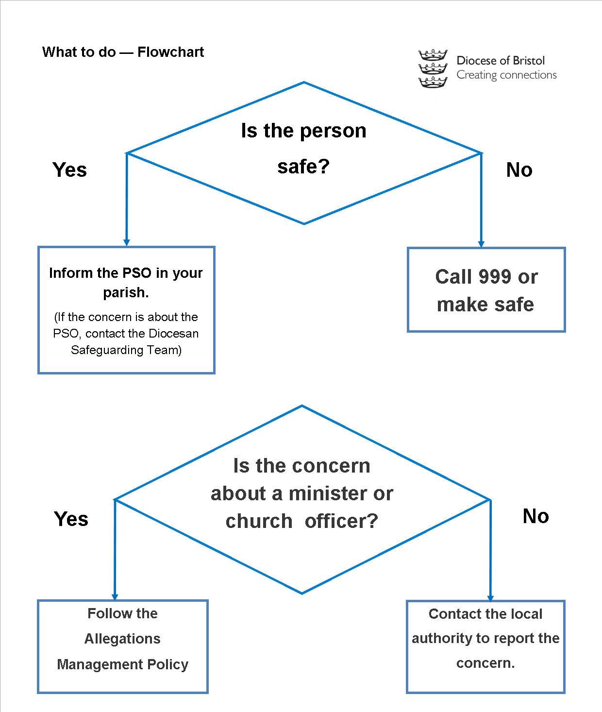 A flowchart describing the process for alerting the relevant authorities to allegations of abuse. 